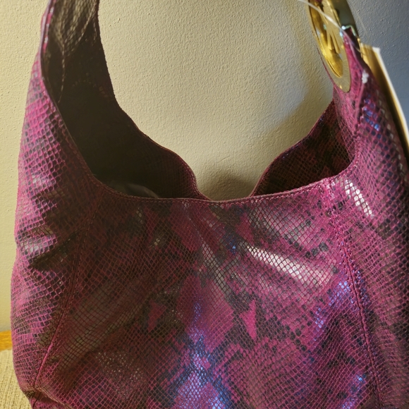 NEW MICHAEL KORS Python Embossed Fulton Hobo Shoulder Bag - Picture 3 of 6